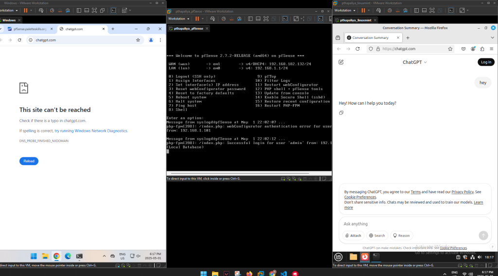 CLI connectivity tests — ping & nslookup confirming rule behavior